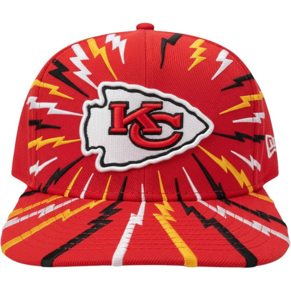 New Era 9FIFTY Kansas City Chiefs Snapback Hat Red Lightning Bolt NFL Cap Mens
